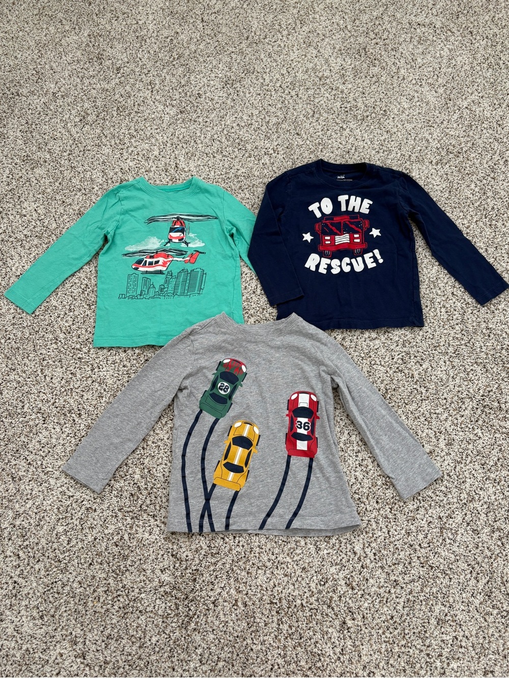 Carter's Toddler Boy Graphic Long-Sleeve T-Shirt Bundle Lot, 2T